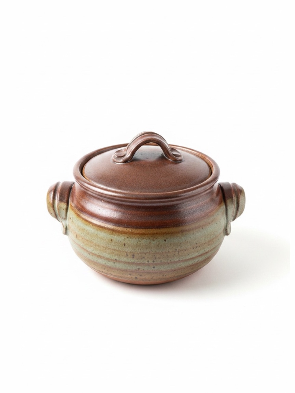 VTG Handcrafted Artisan Stoneware Clay Lidded Casserole Soup Pot
